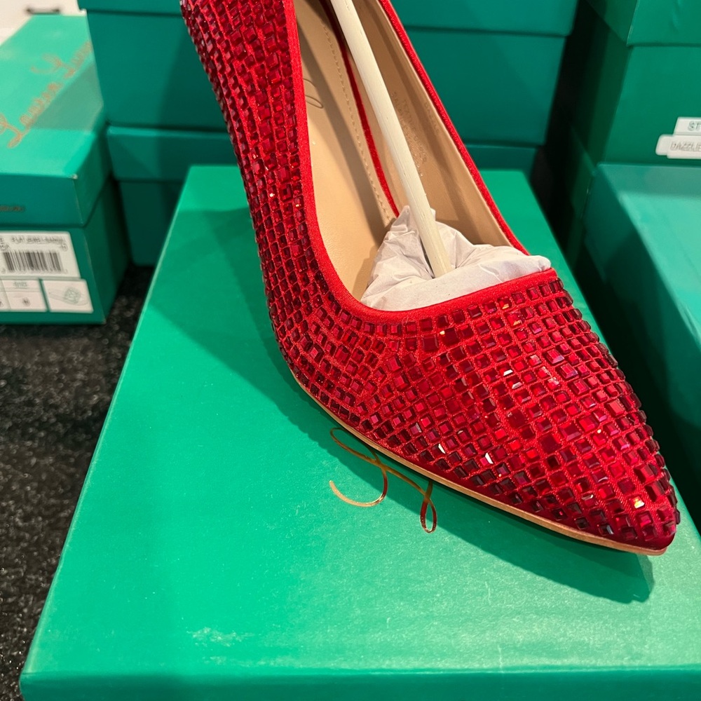 Lauren Lorraine Red Sequin Heels